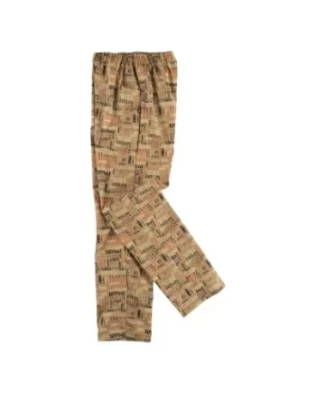 Calça com cintura elástica e bolsos. Estampado "riscas"