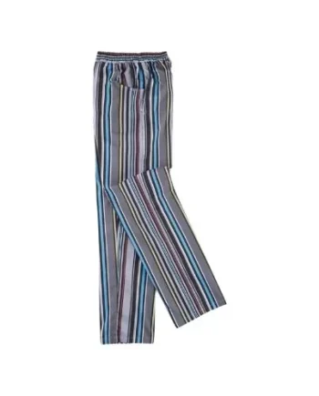 Calça com cintura elástica e bolsos ,Estampado "riscas"