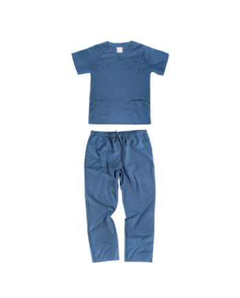 Conjunto unissexo de túnica com gola em bico e calça