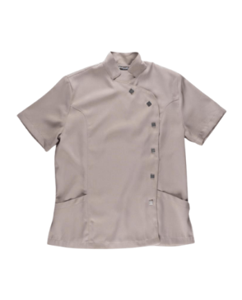 Jaleca entalhada de senhora de manga curta