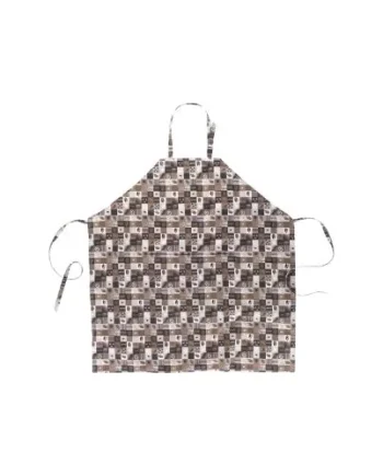Avental de peito e 1 bolso. Estampado "café"