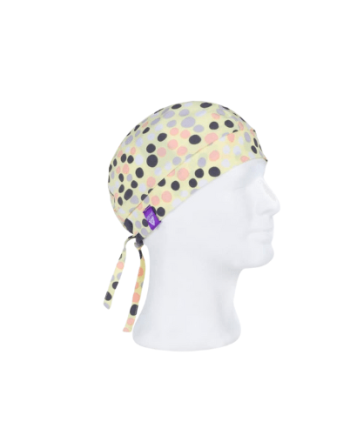 Bandana de tecido elástico e estampada.