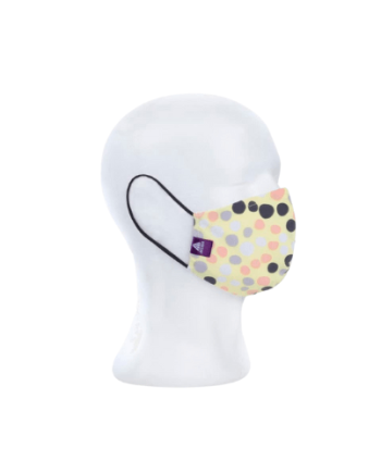 Máscara reutilizável em tecido elástico e estampada as pintas