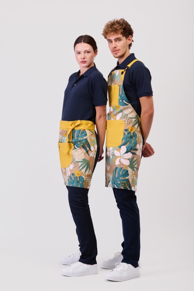 Avental francês e estampado combinado