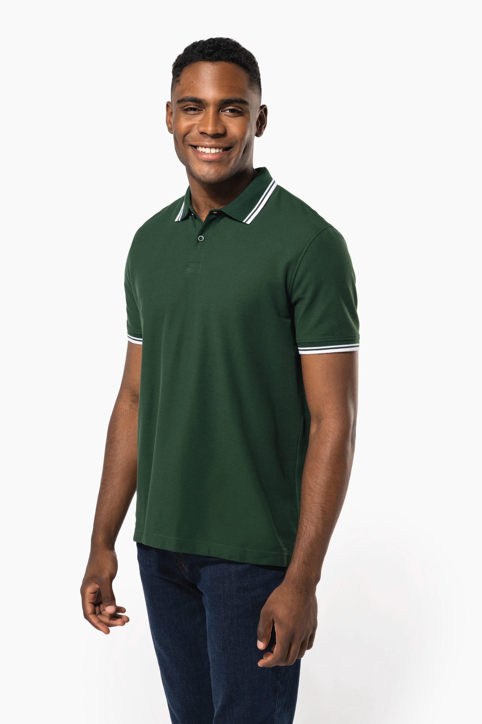 Polo Kariban com riscas em contraste