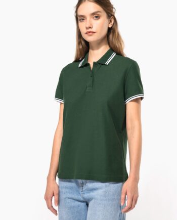 Polo Kariban com riscas em contraste de senhora
