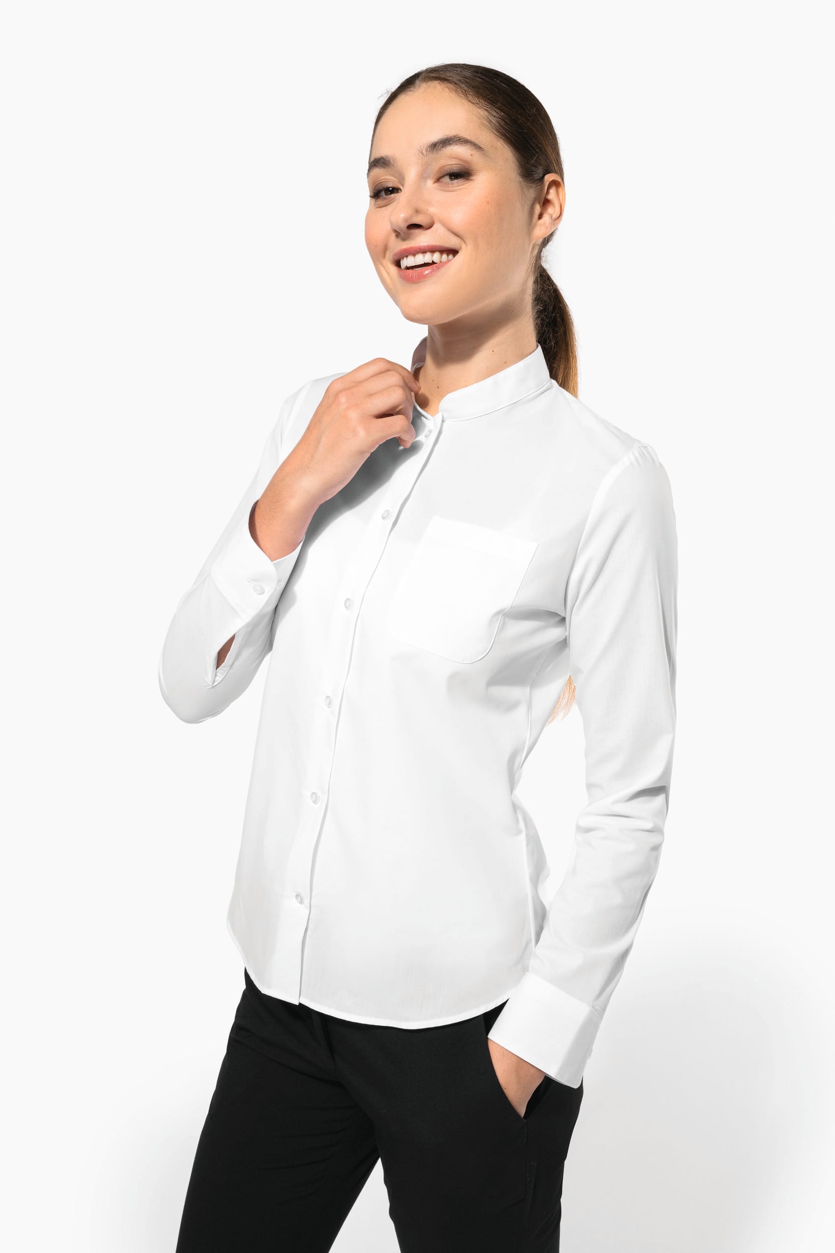 Camisa de senhora com gola à padre Kariban Hospitality